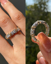 Lab Grown Diamond Set X Ring Eternity Band Sixteen Stone Two Tone Full Eternity Wedding Band